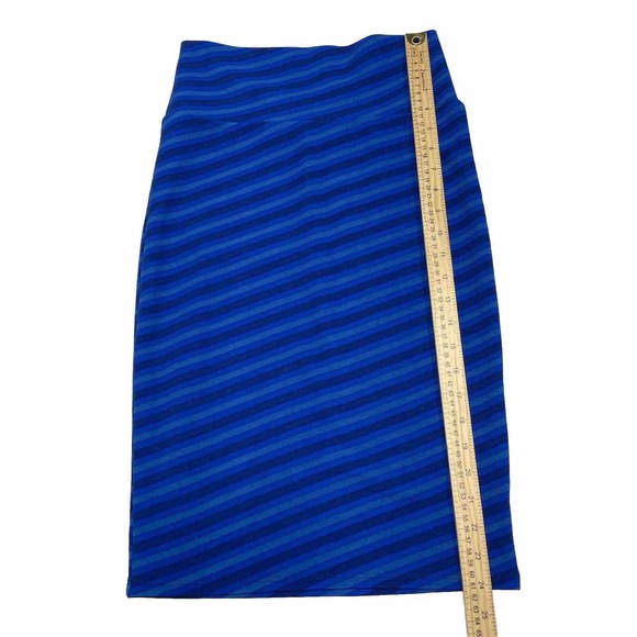 Lularoe Skirt Womens Extra Small Blue Stripes Pencil Skirt Fitted Tapered Ladies - Picture 2 of 8